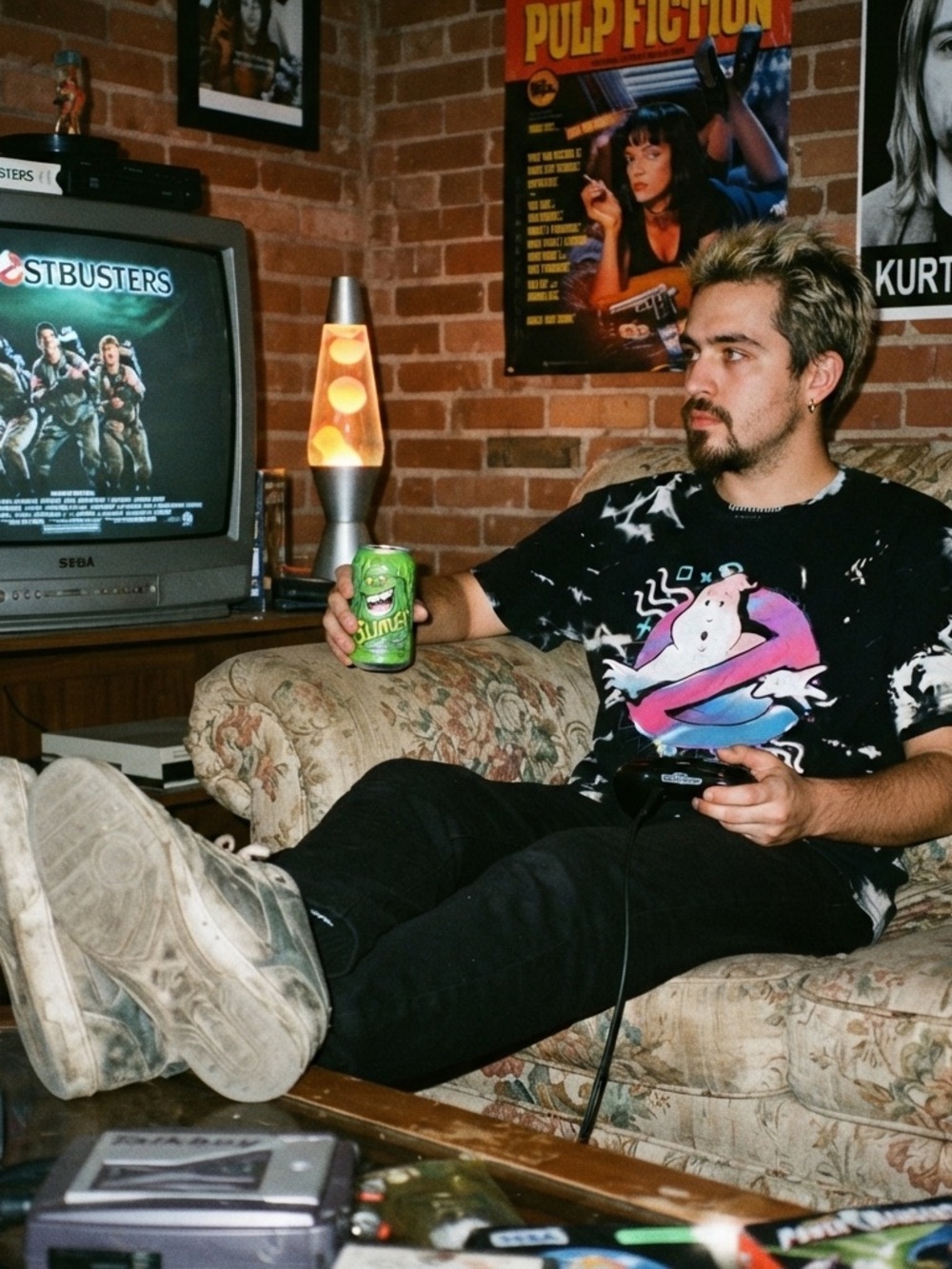Mens Ghostbuster Acid Washed Tshirt